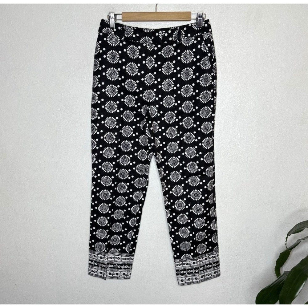 Boden Pants Women's US 6 Thea Linen Blend Black White Sun Flower Tailored Boho